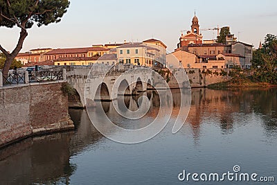 Bridge of Tiberius in Rimini, Italy Editorial Stock Photo