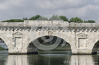 The Bridge of Tiberius in Rimini Stock Photo
