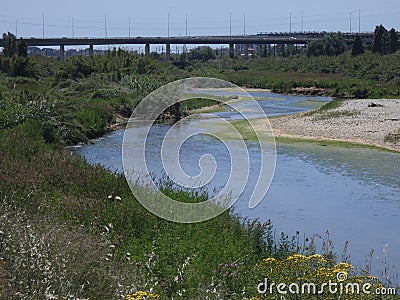 Bridge to cross the llobregat river Stock Photo