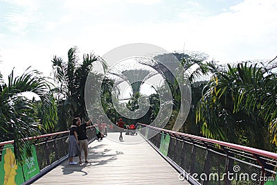 Bridge to the gardens at the Bay of Marina Bay Sands in Singapore Editorial Stock Photo