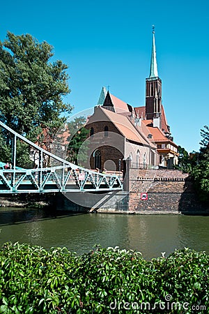 Bridge to island Tumski, Wroclaw, Poland Stock Photo