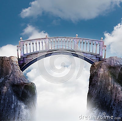 Bridge between two cliffs Stock Photo