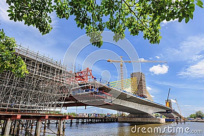 Bridge under construction Stock Photo