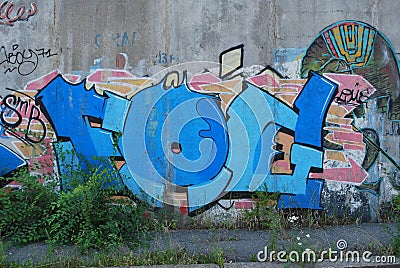 A bridge vandalized with street graffiti art Editorial Stock Photo