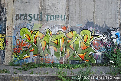 A bridge vandalized with street graffiti art Editorial Stock Photo