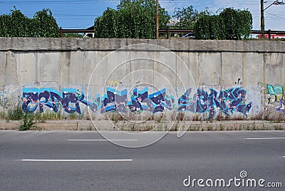 A bridge vandalized with street graffiti art Editorial Stock Photo