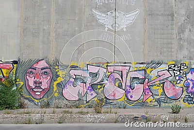 A bridge vandalized with street graffiti art Editorial Stock Photo