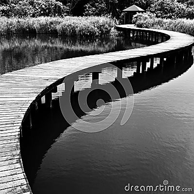 Bridge on water in Black & White Stock Photo