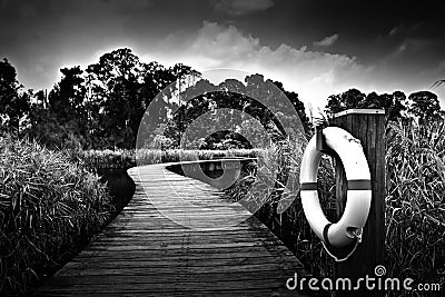 Bridge on water in Black & White Stock Photo