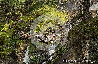 Bridge Waterfall in Italy, Trentino Alto Adige, Editorial Stock Photo