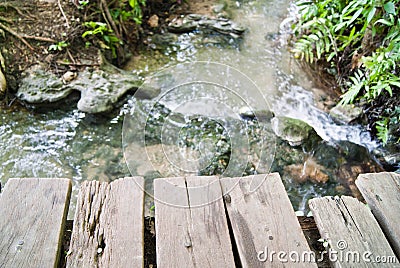 The bridge waterfall wood Stock Photo