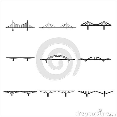 Bridges icons set Vector Illustration