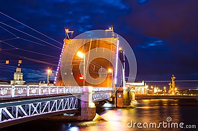 The bridges of the night St. Petersburg The Palace Bridge Stock Photo