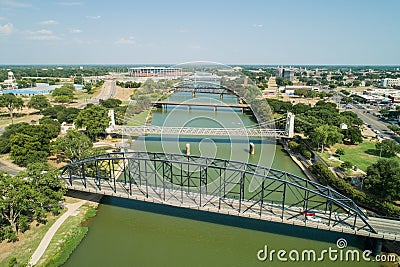 Bridges over the Brazos River Waco Texas Stock Photo