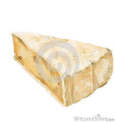 Brie Cheese wheel white mold creamy milky taste digital oil painting illustration Cartoon Illustration