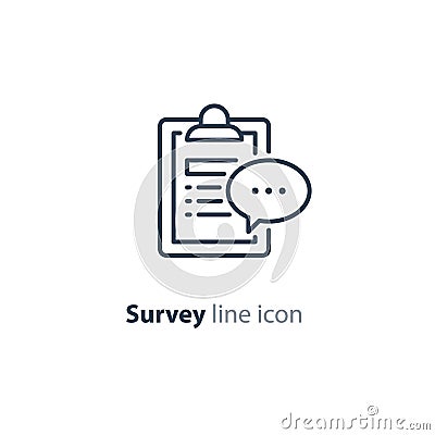 Brief report icon, to do list and speech bubble, write summary Vector Illustration