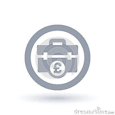 Briefcase British Pound icon - Business suitcase money symbol Vector Illustration