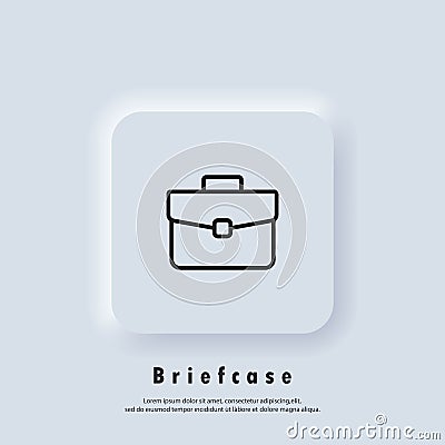 Briefcase icon. Case symbol. Portfolio. Vector. Neumorphic UI UX white user interface web button. Neumorphism Vector Illustration