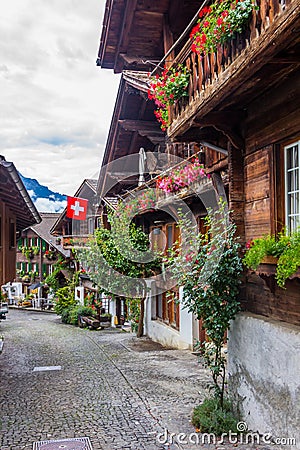 Brienz town in Swiss Alps Stock Photo