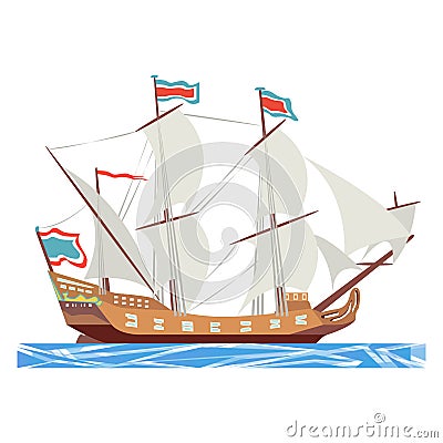 Brig ship. Vector illustration on white background Vector Illustration