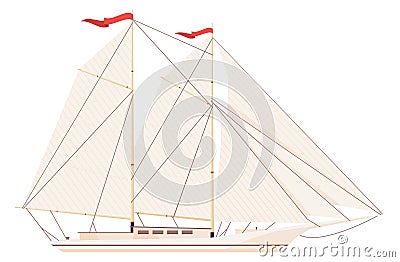 Brigantine icon. Sailing ship. Beatiful marine vessel Vector Illustration