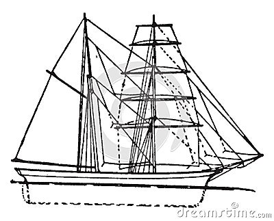 Brigantine, vintage illustration Vector Illustration