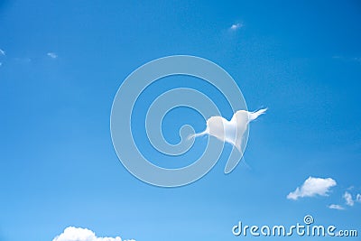 Brigh blue sky background with white clouds in heart shaped and copy space Stock Photo