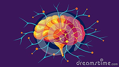 A bright and abstract depiction of a brain with each neuron and synapse distinctly highlighted showing the power of Vector Illustration