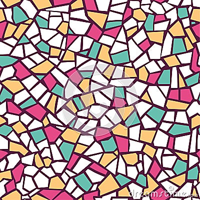 Bright abstract mosaic seamless pattern. Vector background. Endless texture. Ceramic tile fragments. Vector Illustration