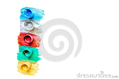 Bright abstract paint drawing background top view texture space for text Stock Photo