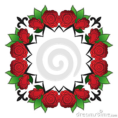 Bright abstract pattern, a wreath of roses. Vector Illustration