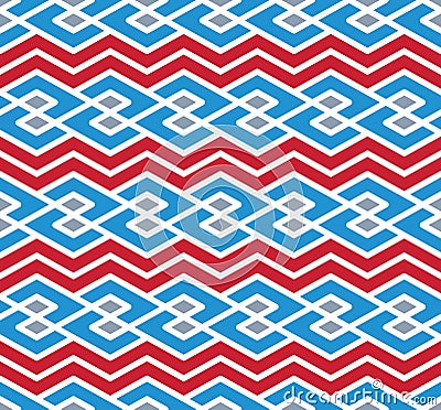 Bright abstract seamless pattern with interweave lines. Vector Vector Illustration