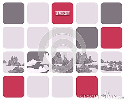 Bright abstraction mosaic polygonal landscape purple Stock Photo