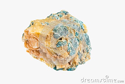 Bright apatite stone crystal isolated. Macro shooting. Stock Photo