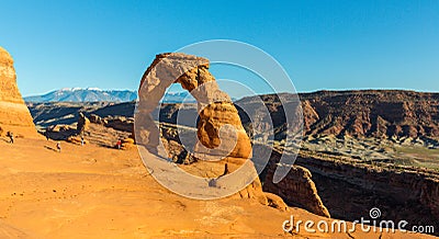 Autumn scenery with deep blue sky and red rocks in the Utah desert, and Delicate Arch Stock Photo