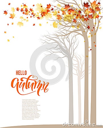 Autumn trees banner Vector Illustration
