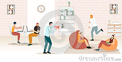 Bright Banner Office Time Management Cartoon Flat. Vector Illustration