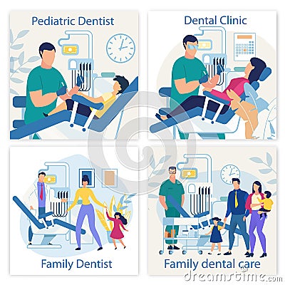 Bright Banner is Written Pediatric Dentist Flat. Vector Illustration