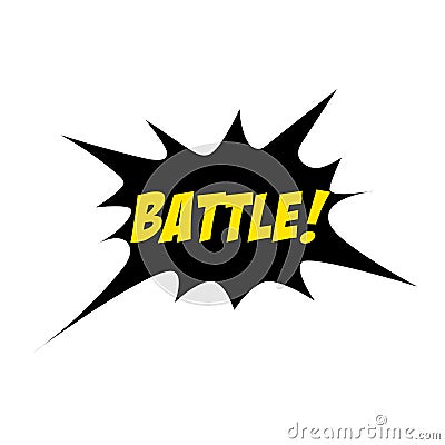 Bright Battle speech bubble BATTLE. Colorful emotional icon isolated on white background. Comic and cartoon style. Stock Photo
