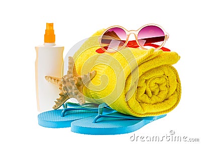 Bright beach accessories Stock Photo