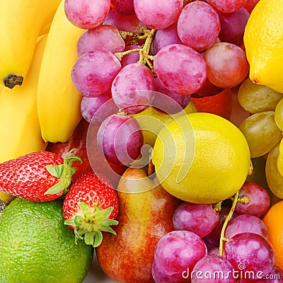 Beautiful background of ripe fruits. Organic healthy food. Stock Photo