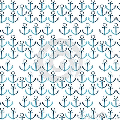 Bright beautiful cute graphic lovely summer sea fresh marine blue anchors watercolor Stock Photo