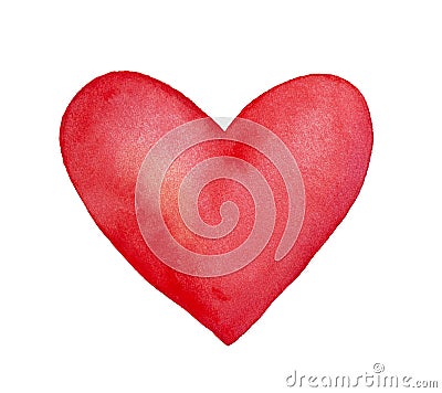 Deep red watercolor heart. Stock Photo