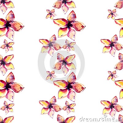 Bright beautiful tender sophisticated lovely tropical hawaii floral summer pattern of a tropic light pink and yellow flowers Cartoon Illustration