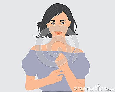 Bright and beautiful young woman cares about health care Vector Illustration