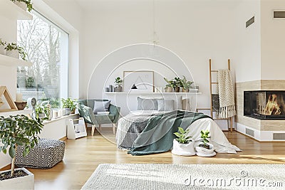 Bright bedroom interior Stock Photo