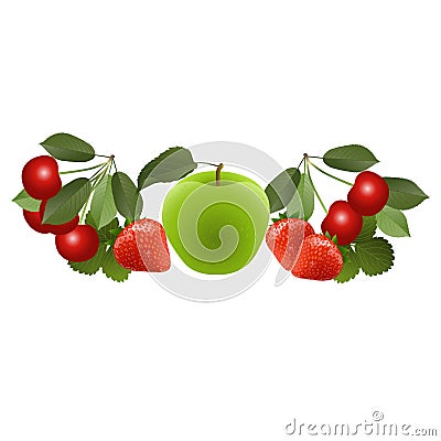 Bright berries and fruits Vector Illustration