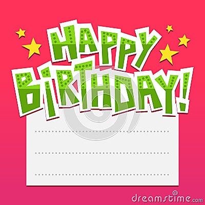 Bright birthday card background with lettering and place for tex Vector Illustration