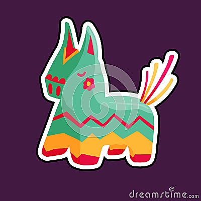 Bright birthday donkey pinata Vector Illustration