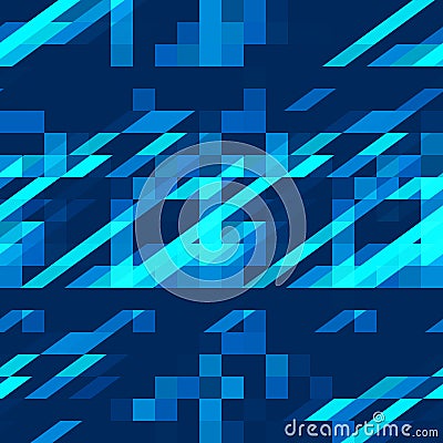 Bright blue abstract geometric ornament seamless pattern. Vector Vector Illustration